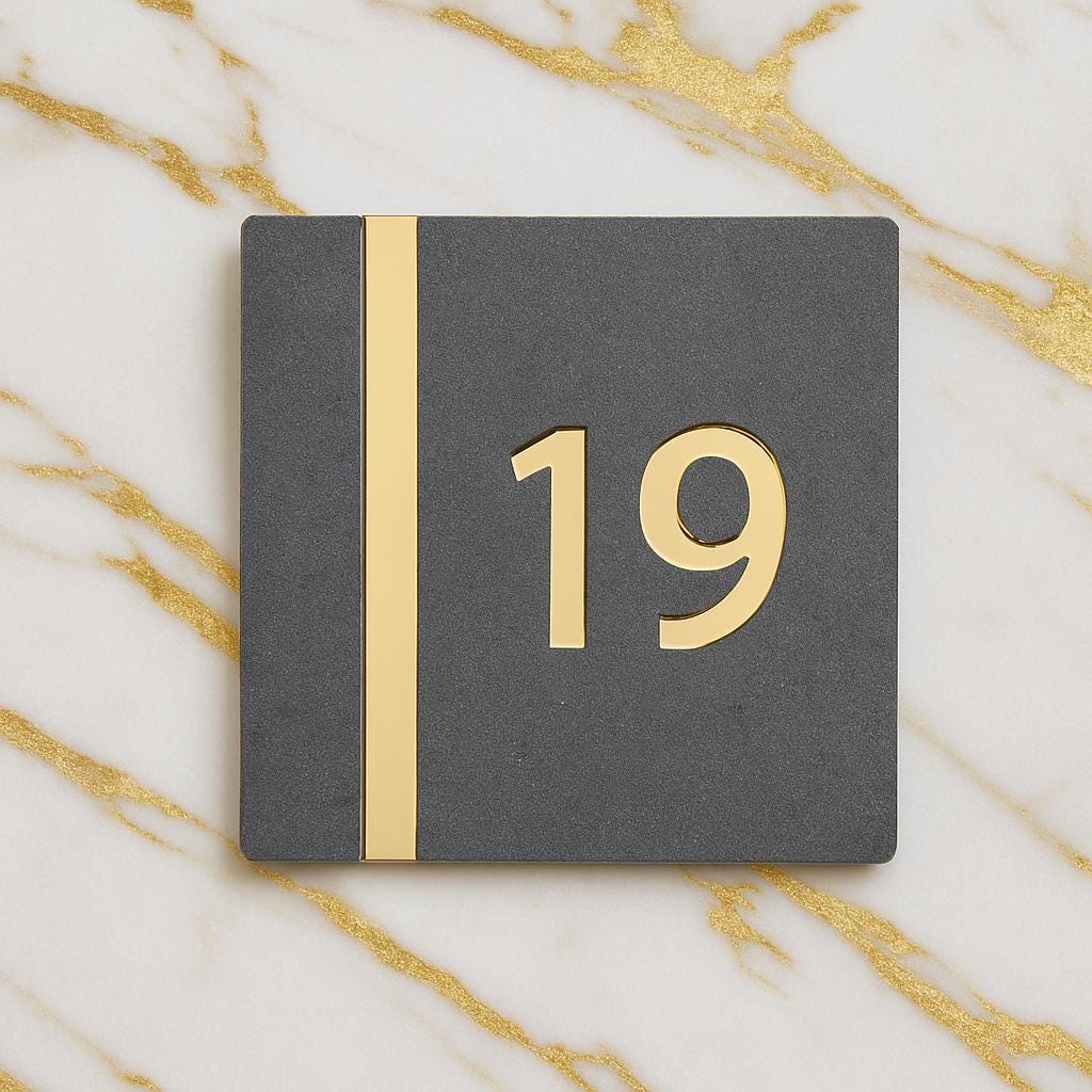 Personalised House Number Sign, Gold Mirror Acrylic Sign, Slate Grey House Sign, Gold and Black House Sign