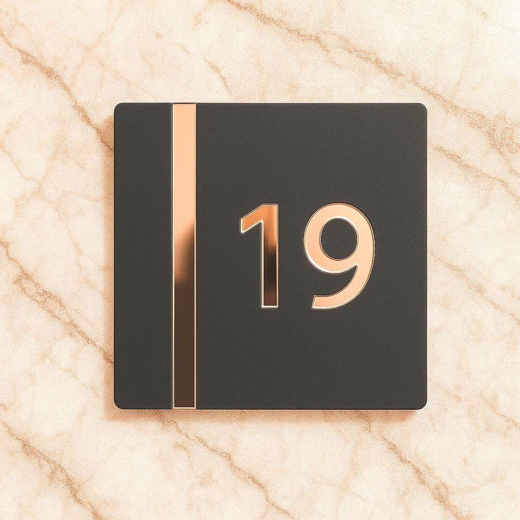 Modern Blue Acrylic House Sign: Gold Number, Minimalist Door Plaque