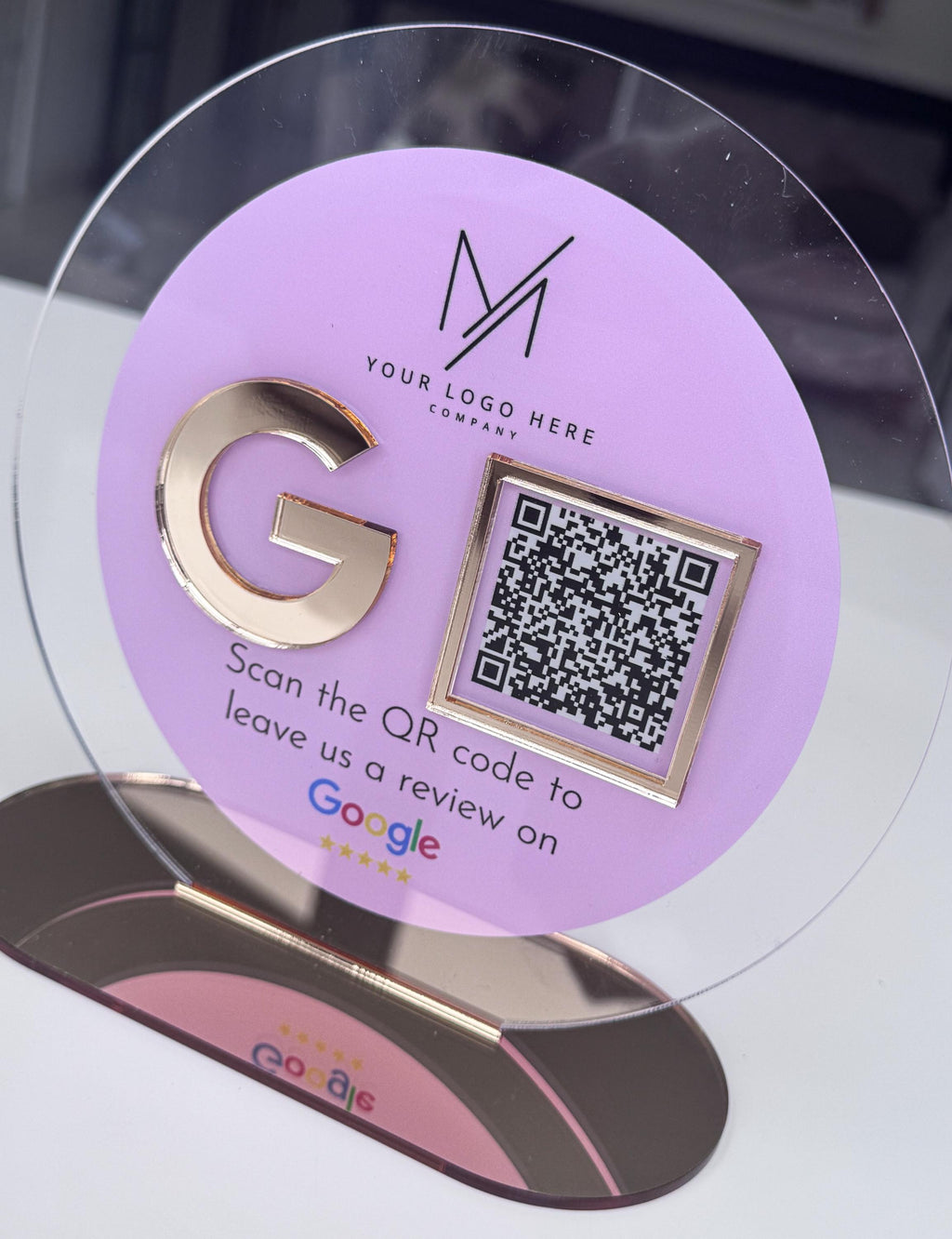 Custom QR Code Business Sign – Acrylic Review Link, Social Media or Tap to Review Display – Salon, Beauty, Shop & Restaurant Signage