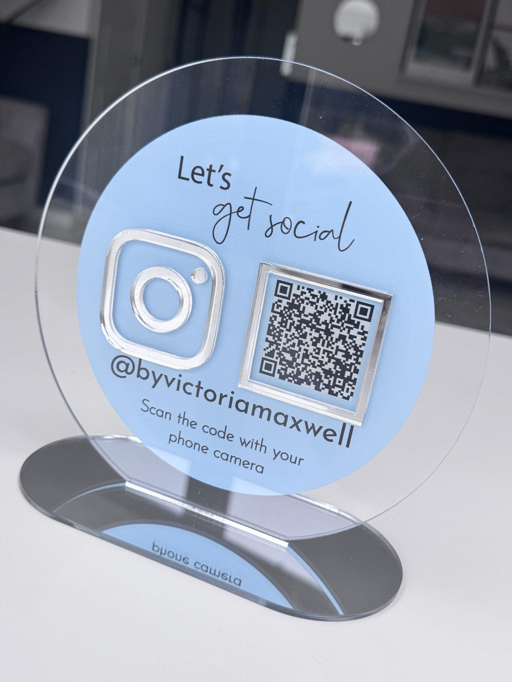 Acrylic Business Social Media QR Code Sign | Instagram Sign | Business Marketing Salon MUA