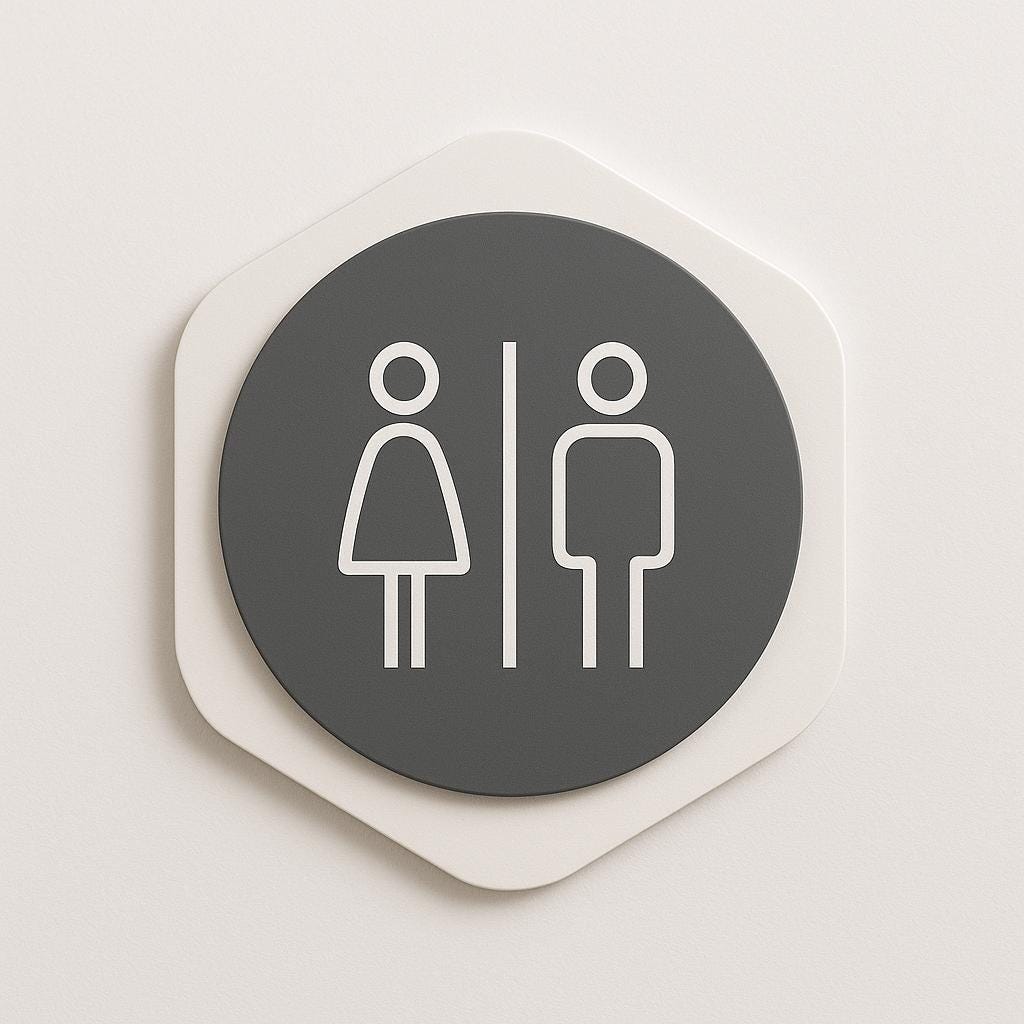 Custom Washroom Toilet Door Sign | Nameplate Plaque for Door | Hotel Direction Sign | Wayfinding Contemporary Minimalist