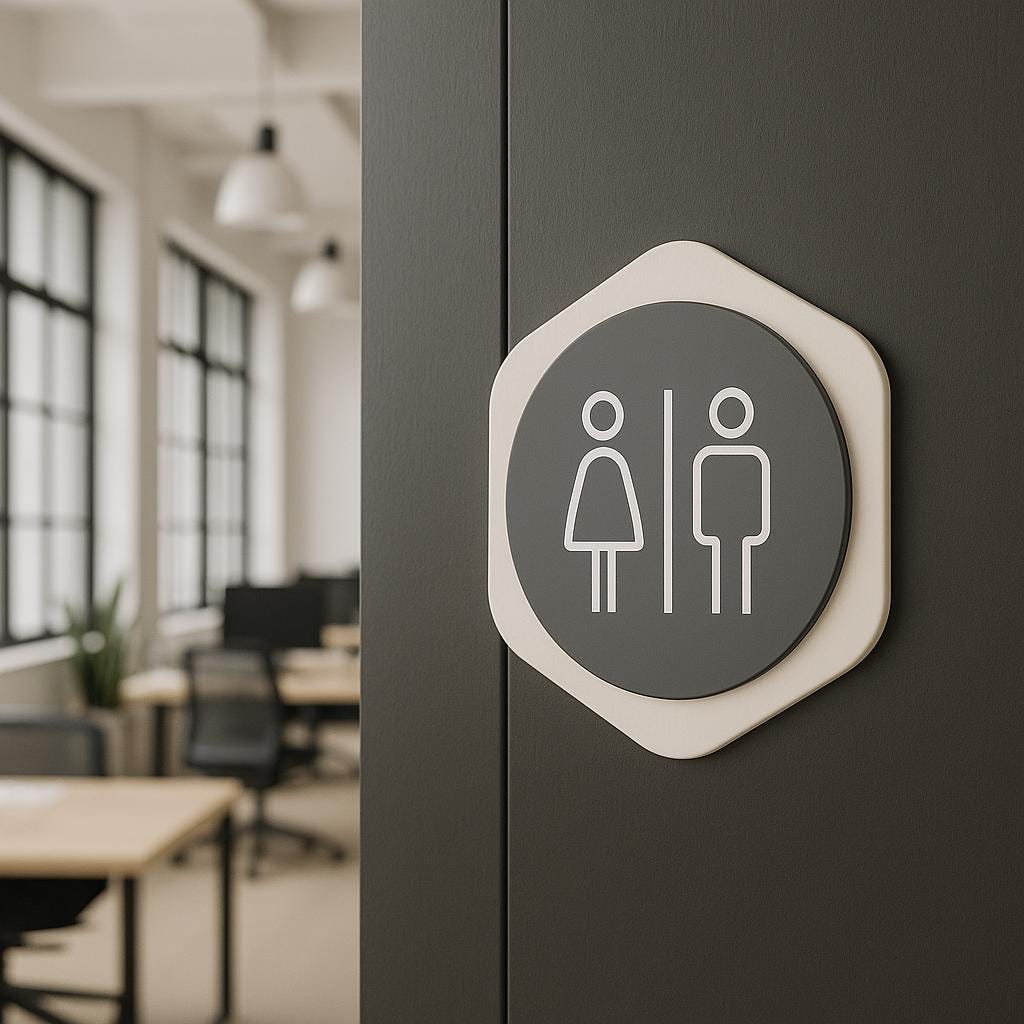 Custom Washroom Toilet Door Sign | Nameplate Plaque for Door | Hotel Direction Sign | Wayfinding Contemporary Minimalist