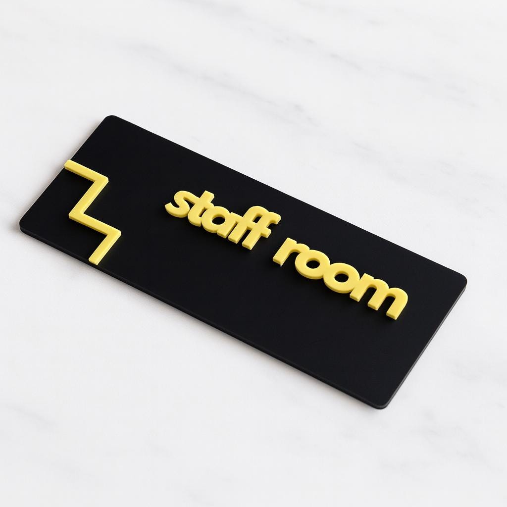 Wall-mounted matte black acrylic STAFF ONLY door sign with a modern white 3D acrylic lettering. Features silver standoff fixings for easy installation. Available in multiple colourways. Ideal for businesses, restaurants, offices, public washrooms