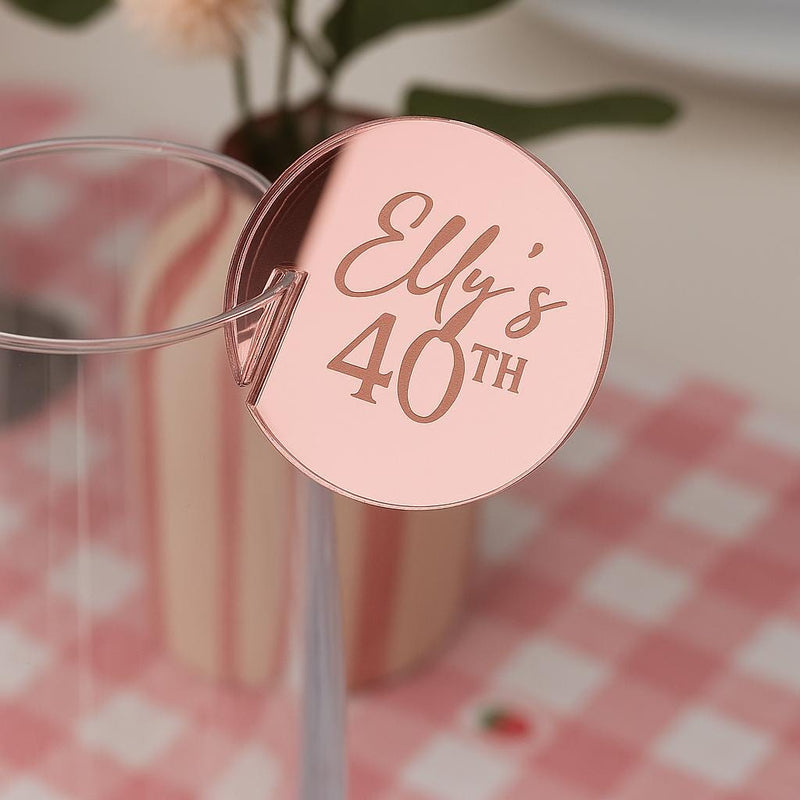 Personalised Mirror Acrylic Drink Charms – Custom Birthday & Party Glass Decorations