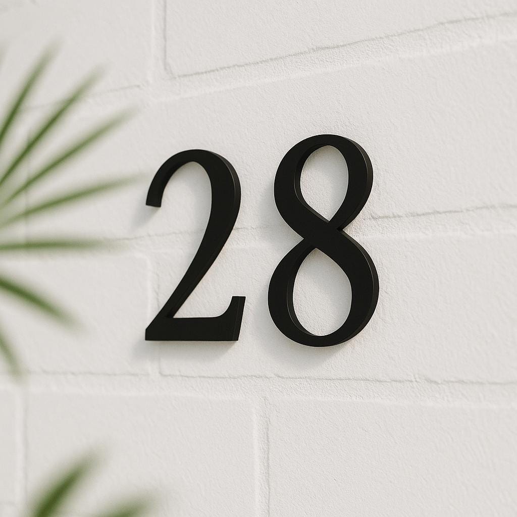 Modern Floating House Numbers – Laser Cut Acrylic Door Address Sign | Custom Outdoor Wall Digits with Hidden Fixings or 3M Tape