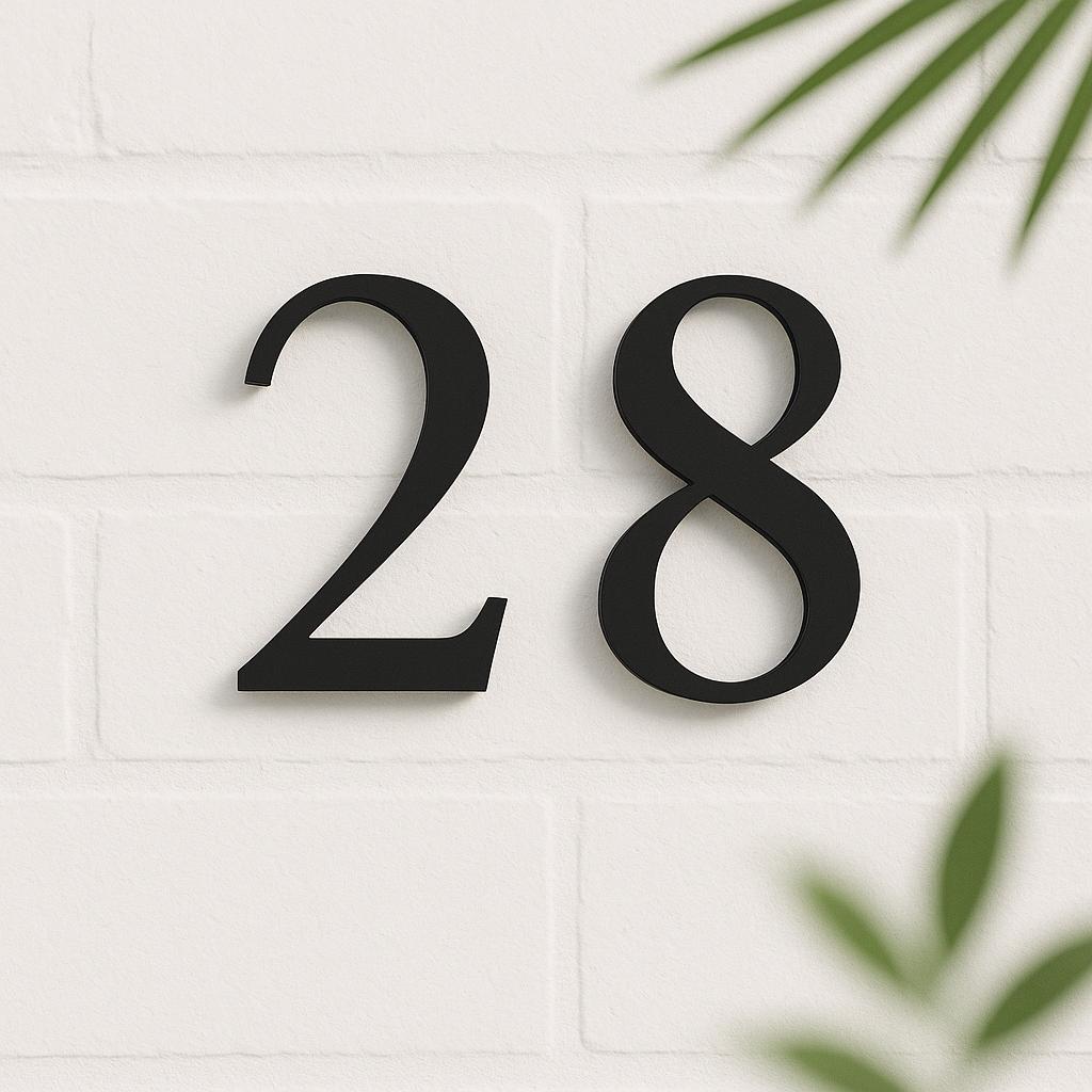 Modern Floating House Numbers – Laser Cut Acrylic Door Address Sign | Custom Outdoor Wall Digits with Hidden Fixings or 3M Tape
