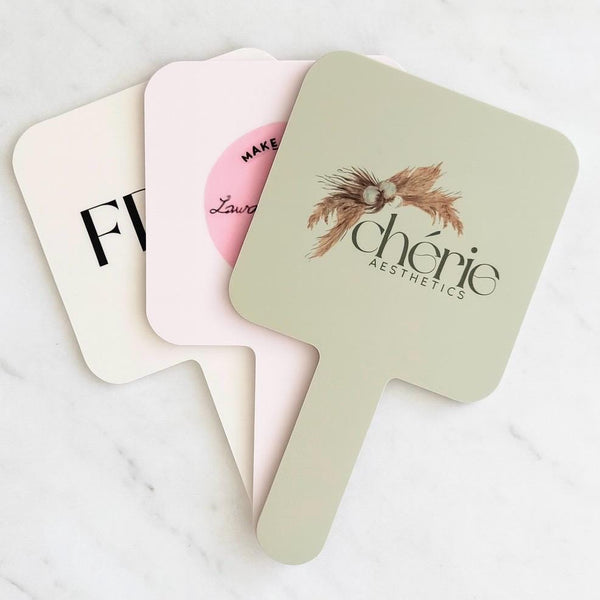 Custom Handheld Mirror with your Logo – Salon Mirror for Makeup Artists, Lash Technicians, Hair Stylists, Dentists