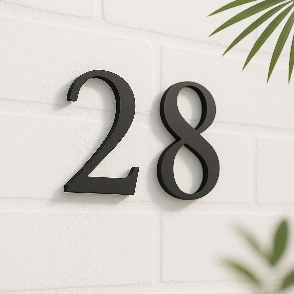 Modern Floating House Numbers – Laser Cut Acrylic Door Address Sign | Custom Outdoor Wall Digits with Hidden Fixings or 3M Tape