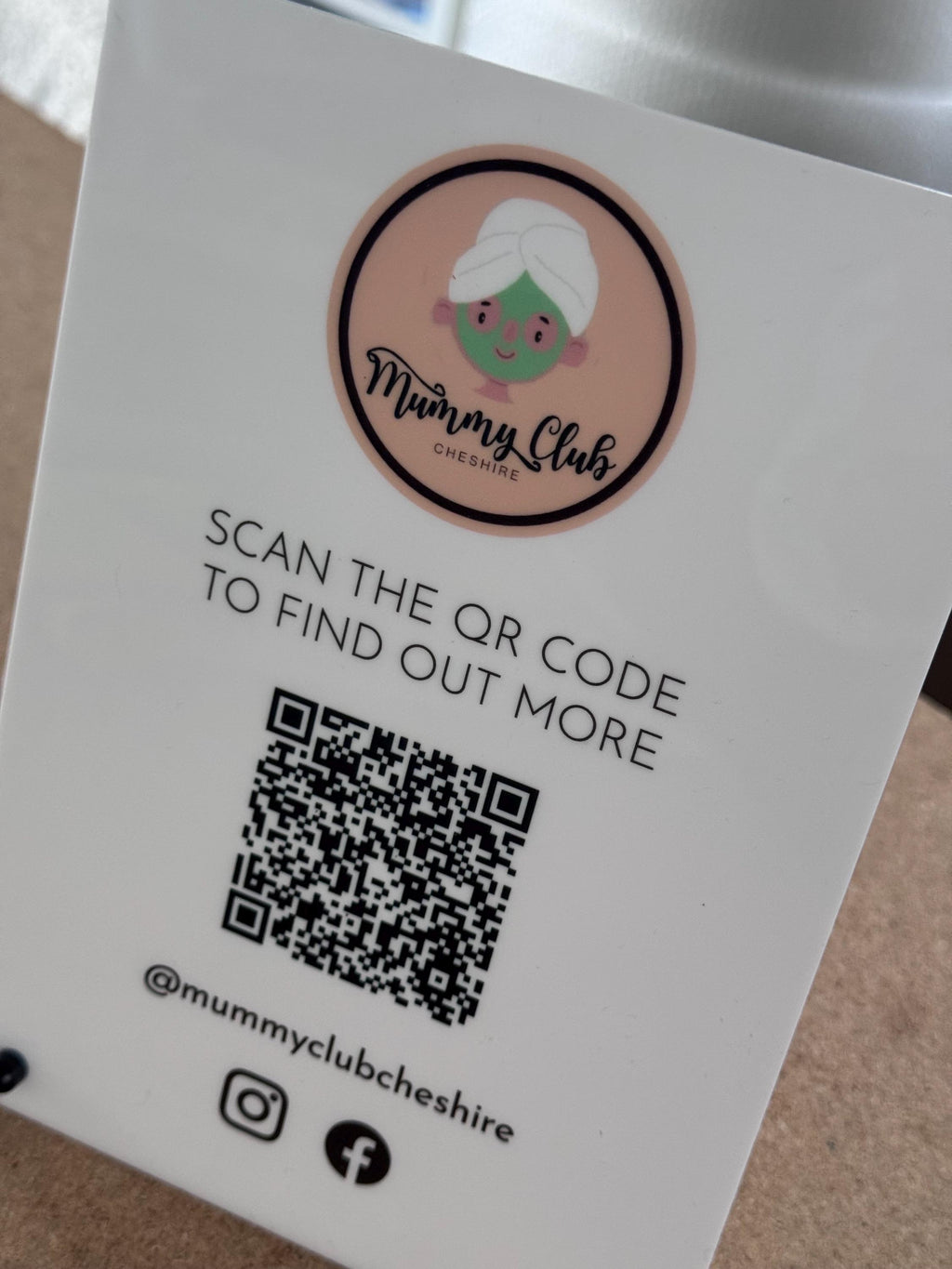 Fully Personalised Business QR code sign - Modern Counter Sign for Salons, Clinics & Offices