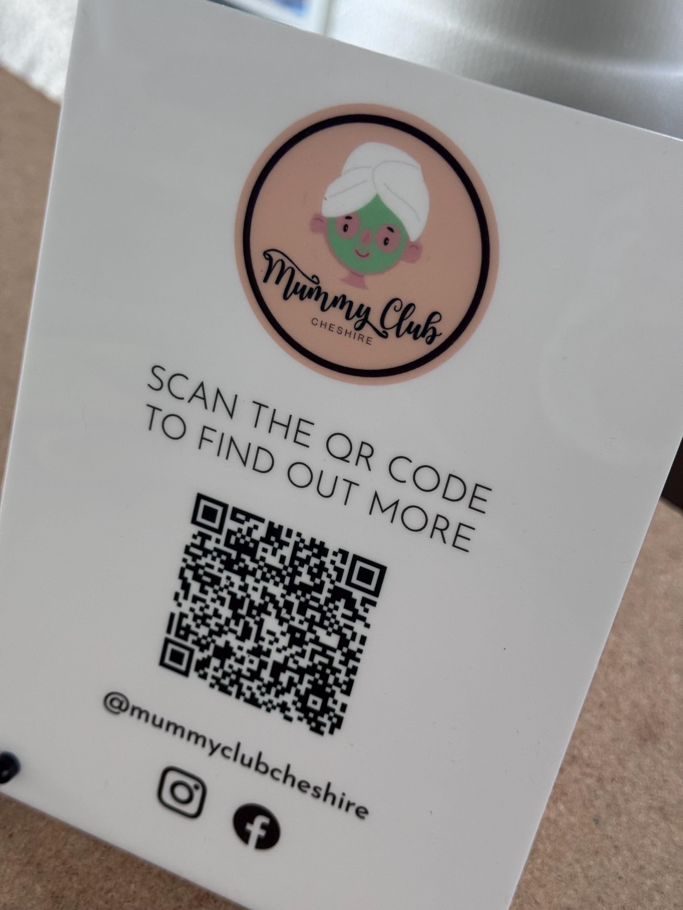 Fully Personalised Business QR code sign - Modern Counter Sign for Salons, Clinics & Offices