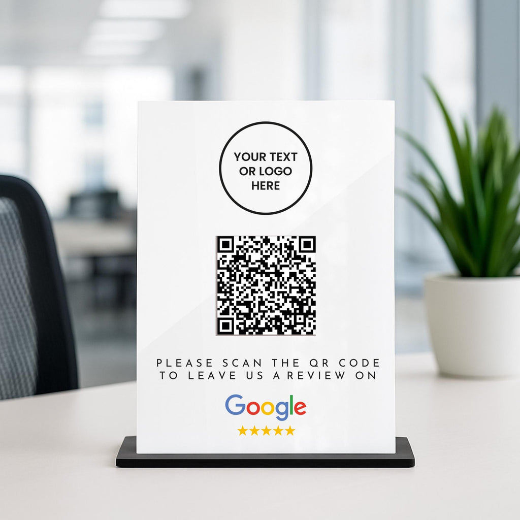 Personalized Leave a Review Business QR Code Display Sign, Acrylic Plaque Business Marketing Office Shop Salon