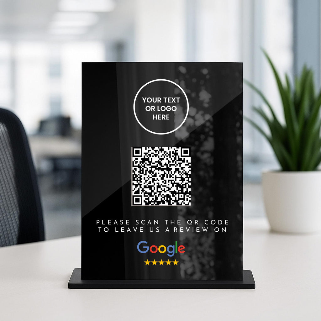 Personalized Leave a Review Business QR Code Display Sign, Acrylic Plaque Business Marketing Office Shop Salon