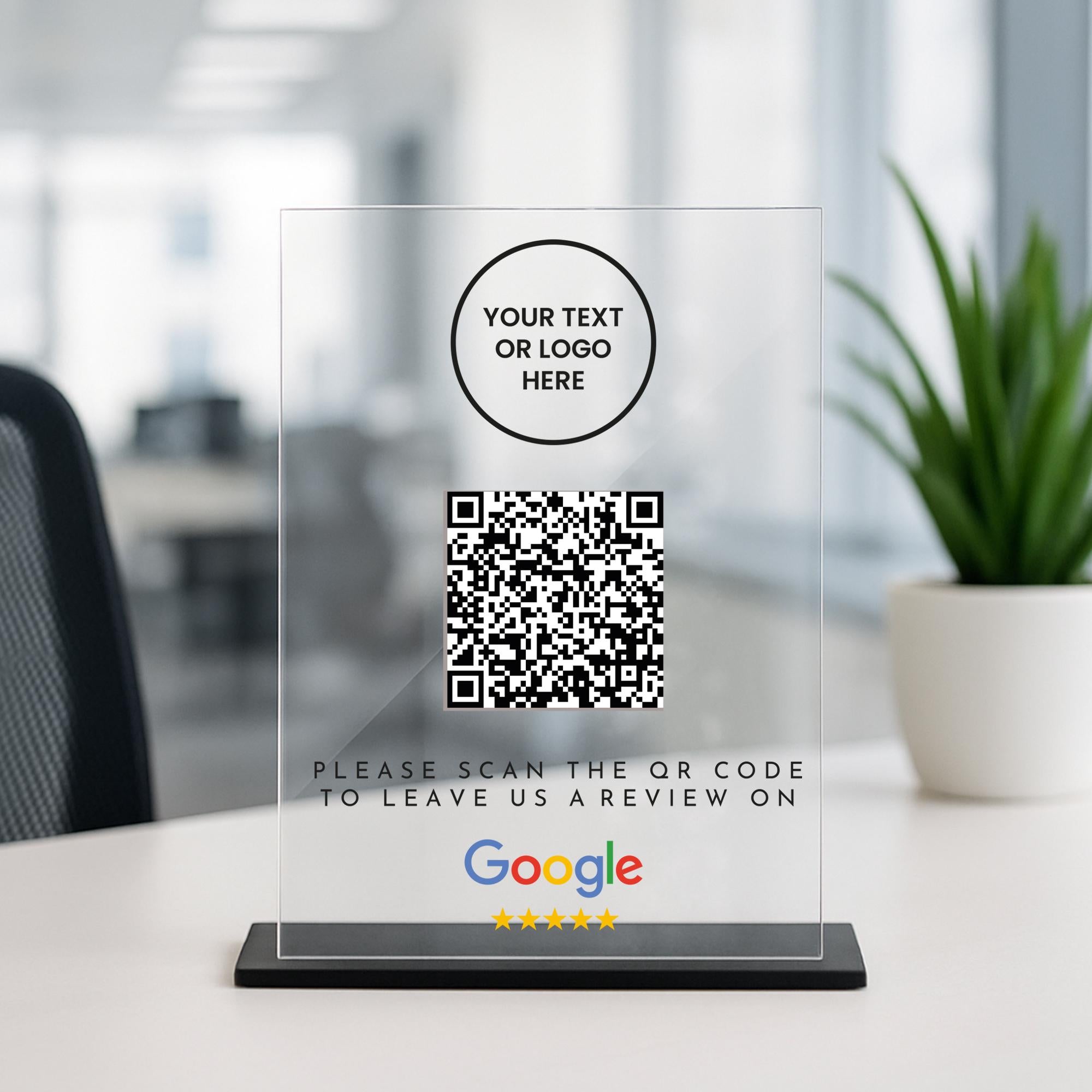 Personalized Leave a Review Business QR Code Display Sign, Acrylic Plaque Business Marketing Office Shop Salon
