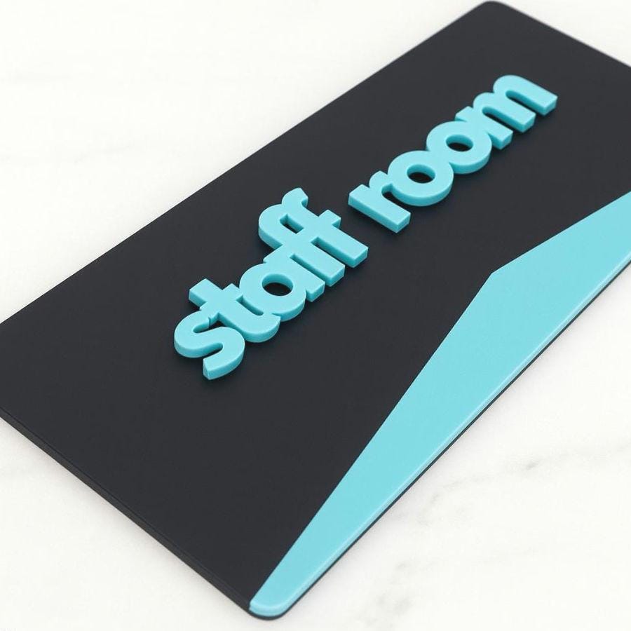 3D Staff Room Acrylic Door Sign | Hotel Wayfinding Sign | Custom Business Nameplate Plaque | Office Direction, Information & Restroom Sign