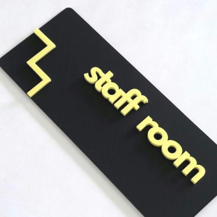 3D Staff Room Acrylic Door Sign | Hotel Wayfinding Sign | Custom Business Nameplate Plaque | Office Direction, Information & Restroom Sign