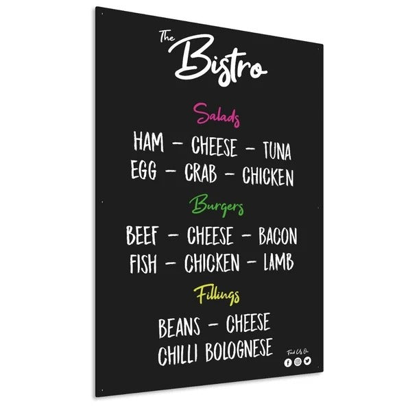 Large café menu board for hospitality venues