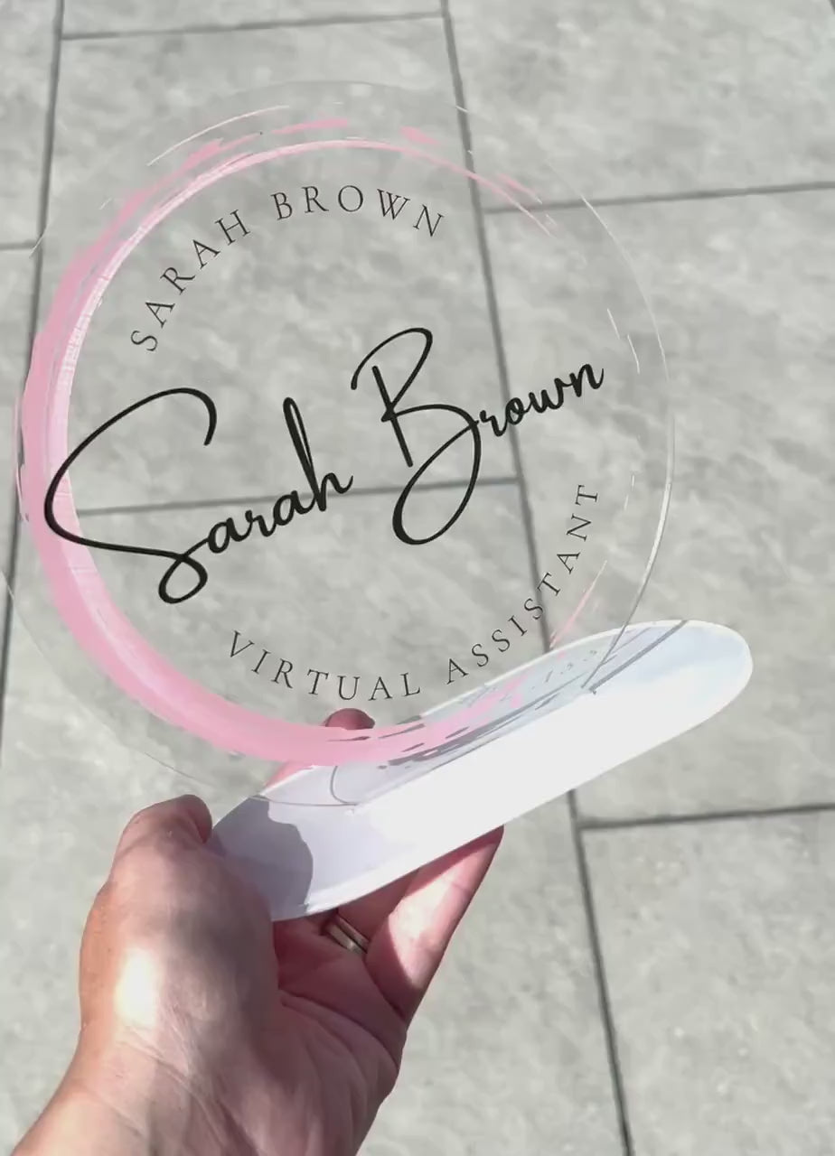 Round Logo Desktop Business Sign Plaque | Desk Name Plate | Reception Desk Sign