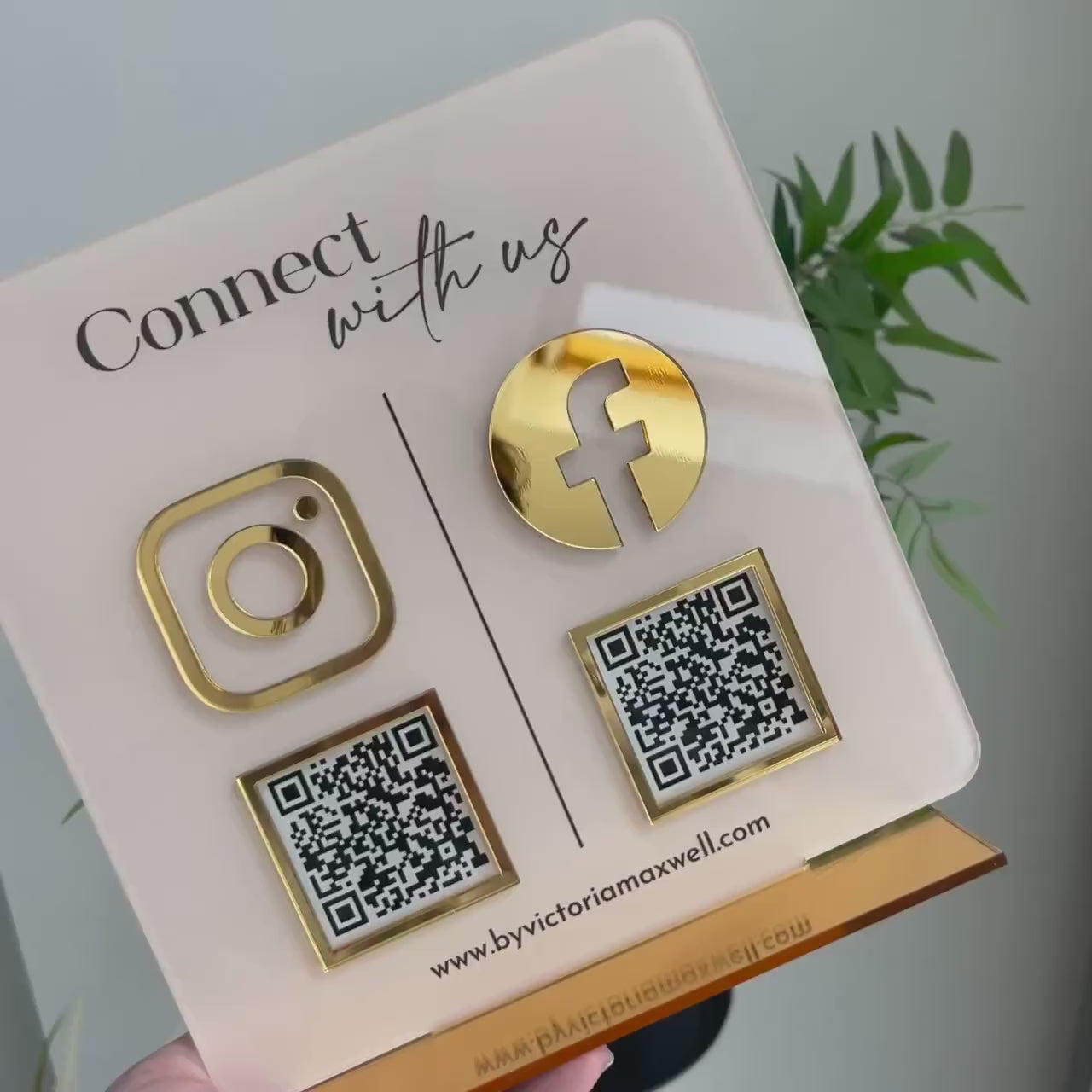 Business Review QR Code Sign, Social Media Sign Plaque, Connect With Us, Scan to Pay, Multi Social Platform Marketing