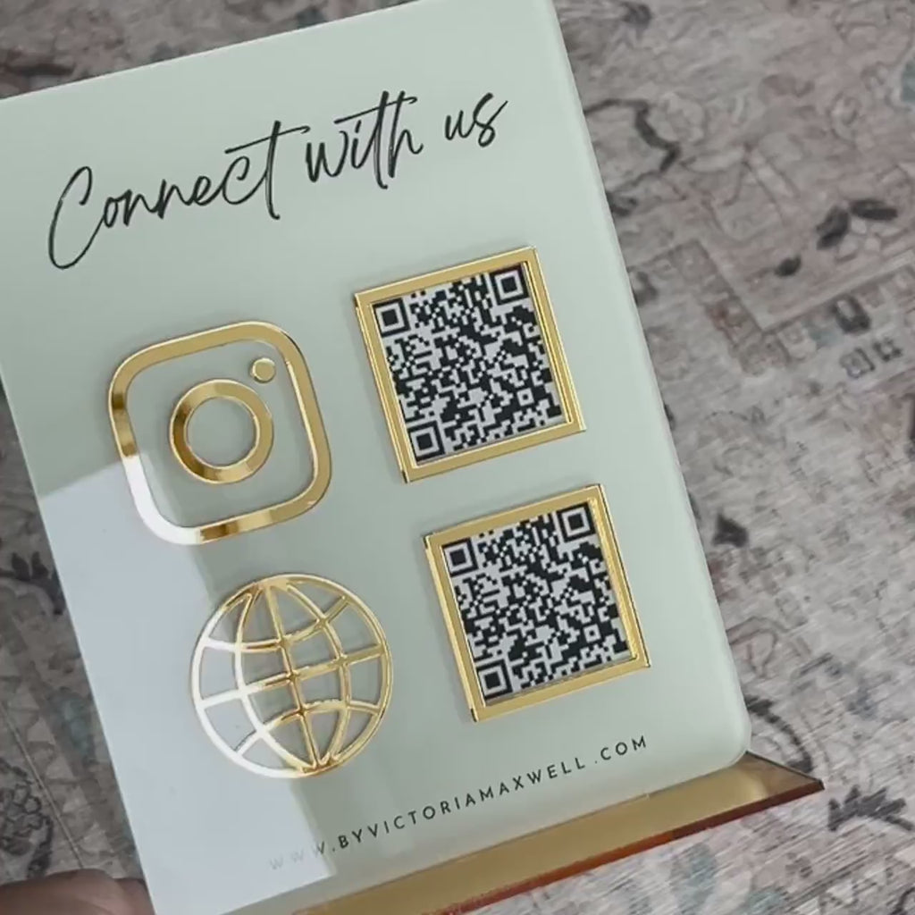 Acrylic Business Logo Sign Bundle, Social Media QR Plaque, Salon Signage : 1 x QR Code Social Media Sign + Matching Logo Sign