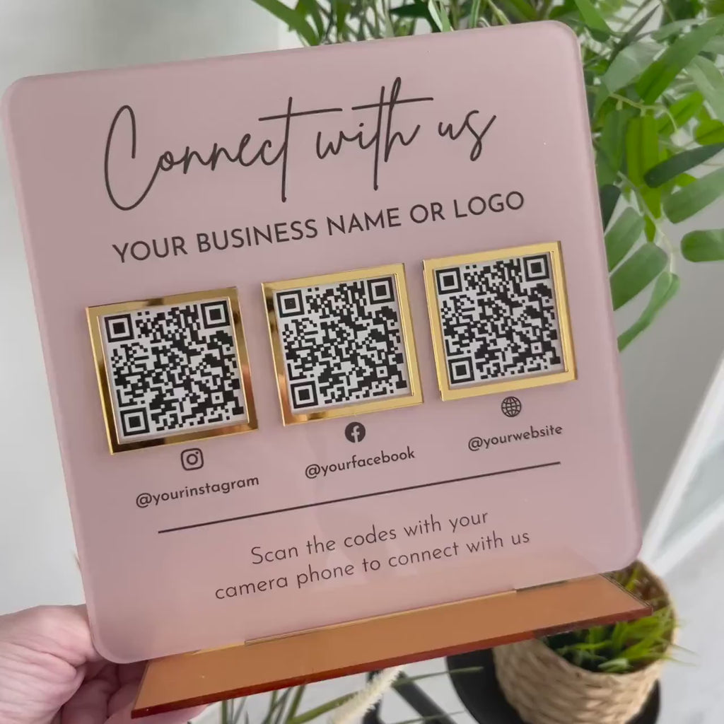 Multi QR Code Business Instagram Facebook Social Media Sign | Salon Sign | Beauty Sign | Hairdressers Beautician Sign