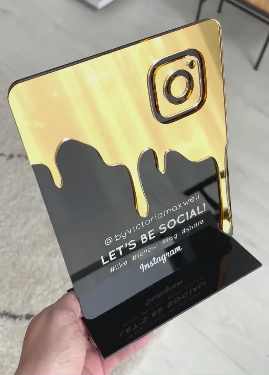 Business Social Media Sign Drip Instagram | Salon Sign | Custom Acrylic Sign | QR Plaque
