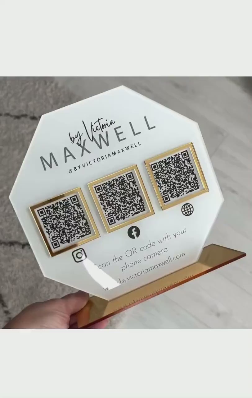 3 QR Code Business Social Media Sign | Salon Sign | Beauty Sign | QR Code Sign | Reviews or Payments