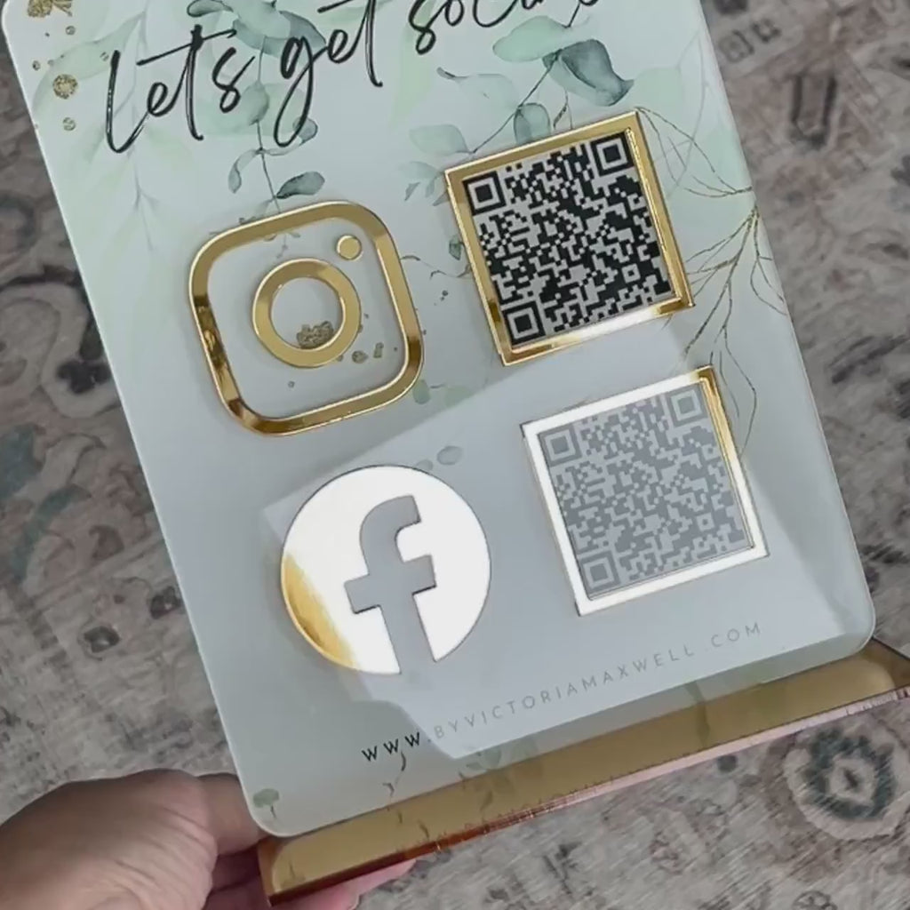Double QR Code Business Instagram Facebook Social Media Sign | Salon Sign | Beauty Sign QR Code Sign
