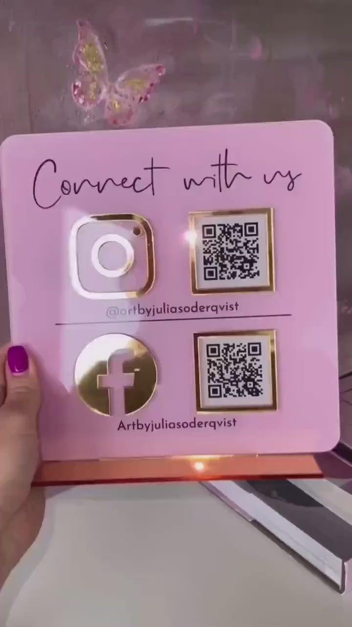QR Code Stand Instagram Facebook Business Social Media Sign | Salon Sign
