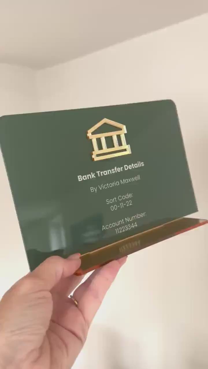 Bank Transfer | Bank Details Business Sign Plaque Receive Payment Sign
