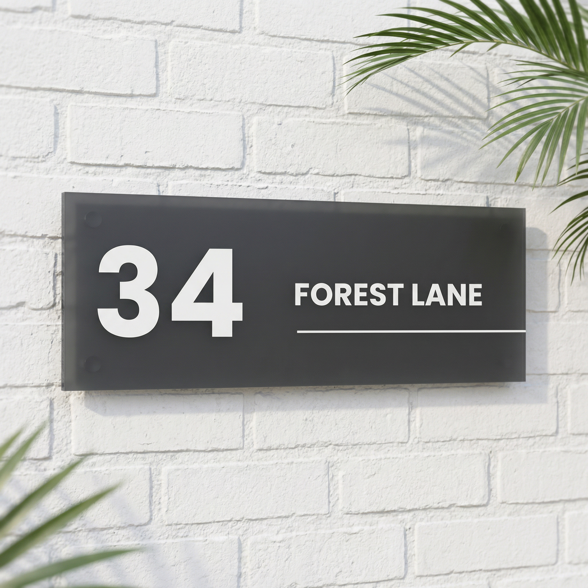 Modern Horizontal Acrylic House Sign | Contemporary Outdoor Address Plaque | Luxury House Number Sign V&C Designs Ltd