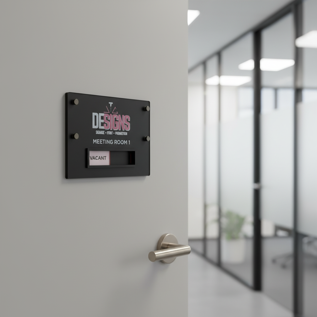 Custom Acrylic Sliding Door Sign with Occupied Vacant Indicator | Personalised Meeting Room, Office, Salon & Treatment Room Status Sign V&C Designs Ltd