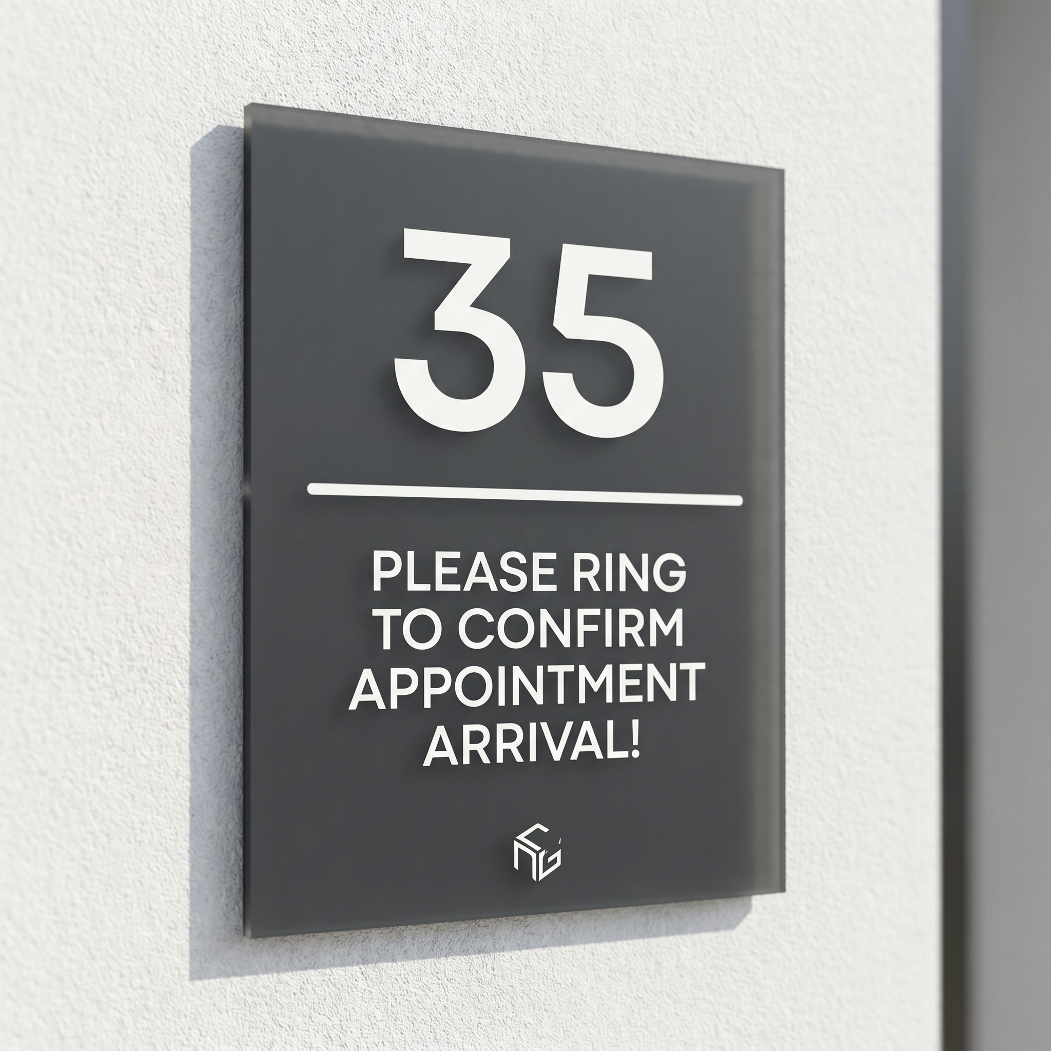 Modern Acrylic Appointment Arrival Sign | Custom Business Door Plaque | Ring Bell Waiting Sign V&C Designs Ltd