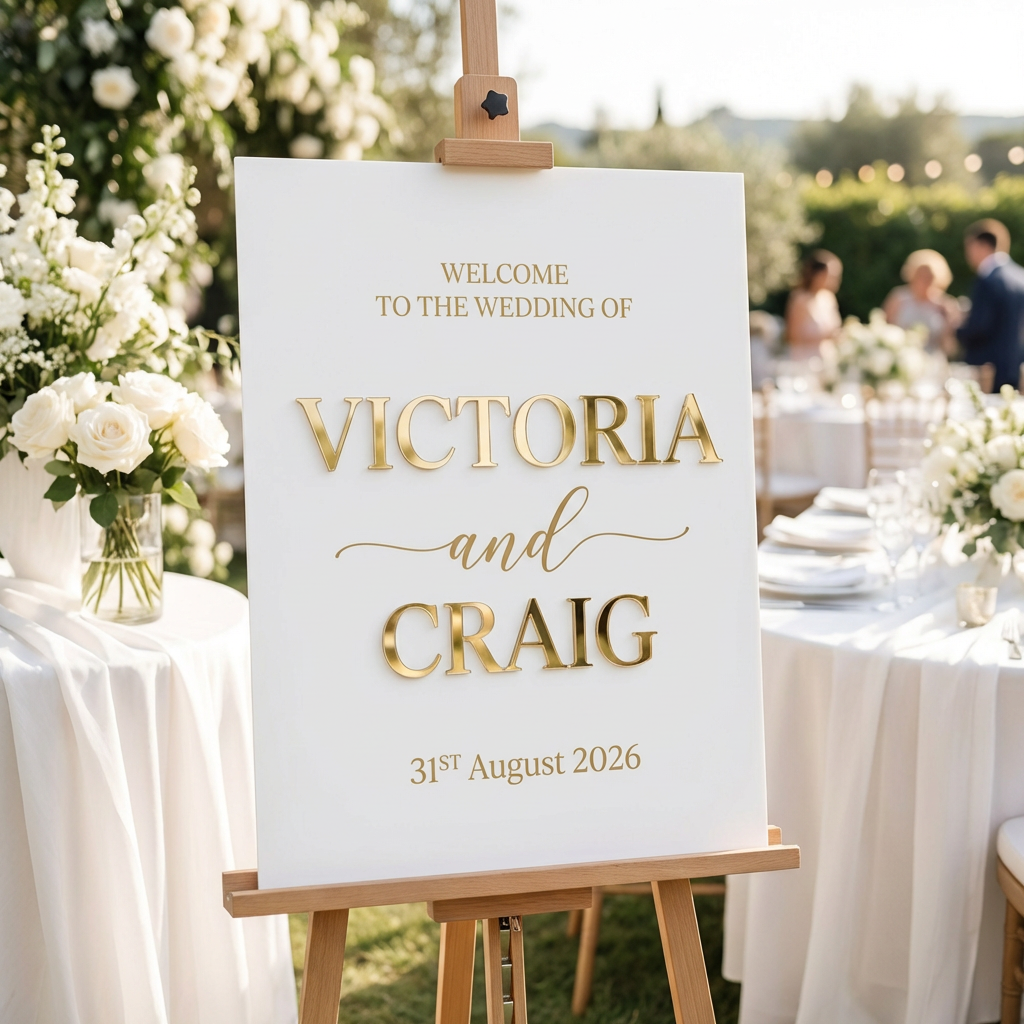 Modern personalised wedding signage for unforgettable celebrations – V&C Designs, East Sussex