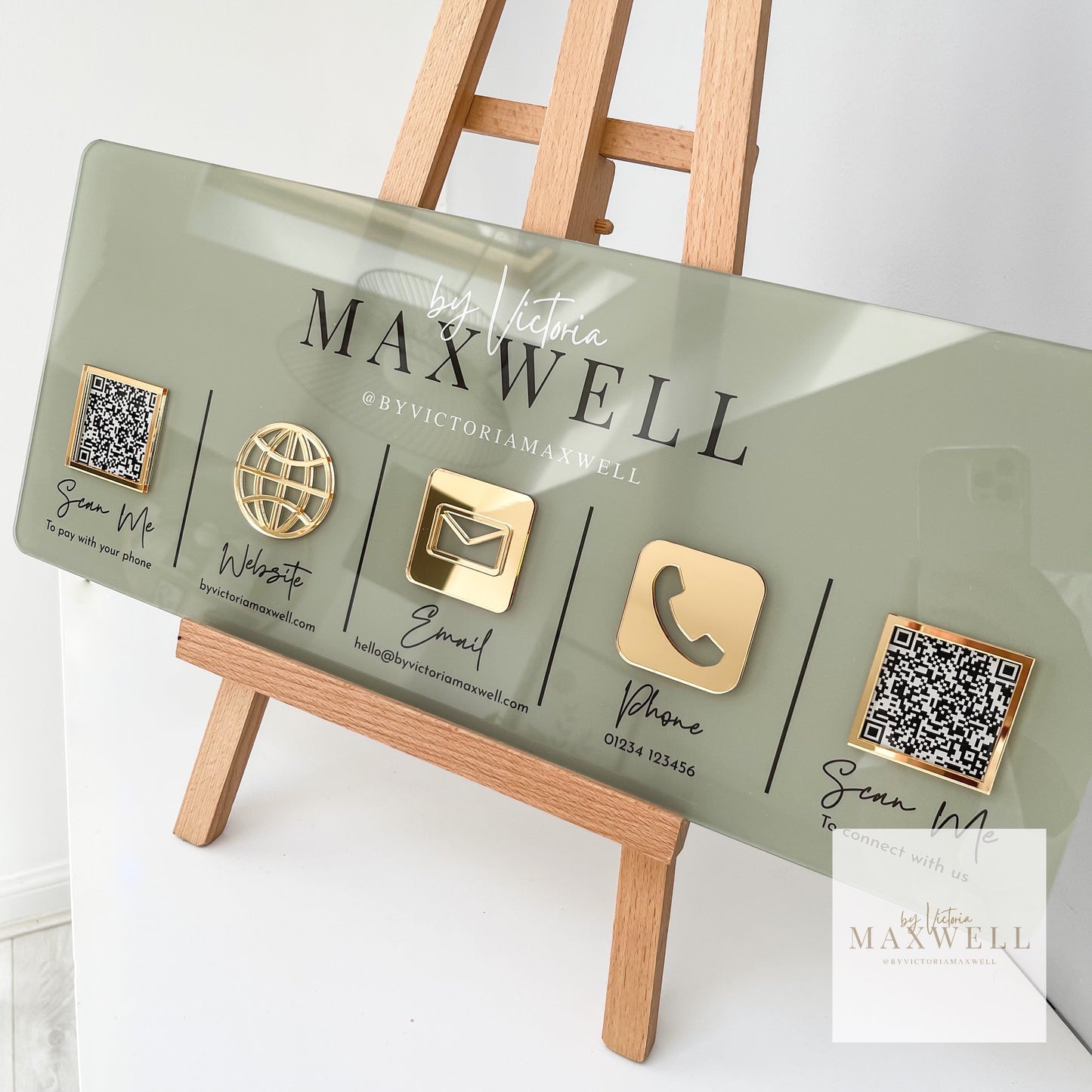 5 Icon + Optional Logo Wall Mounted Social Media Sign - V&C Designs Ltd