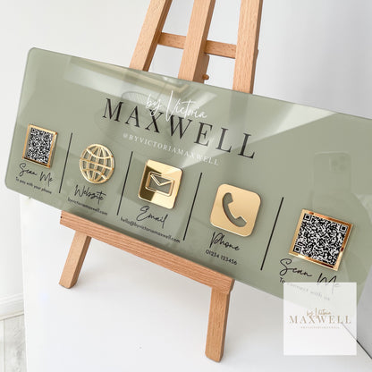 5 Icon + Optional Logo Wall Mounted Social Media Sign - V&C Designs Ltd