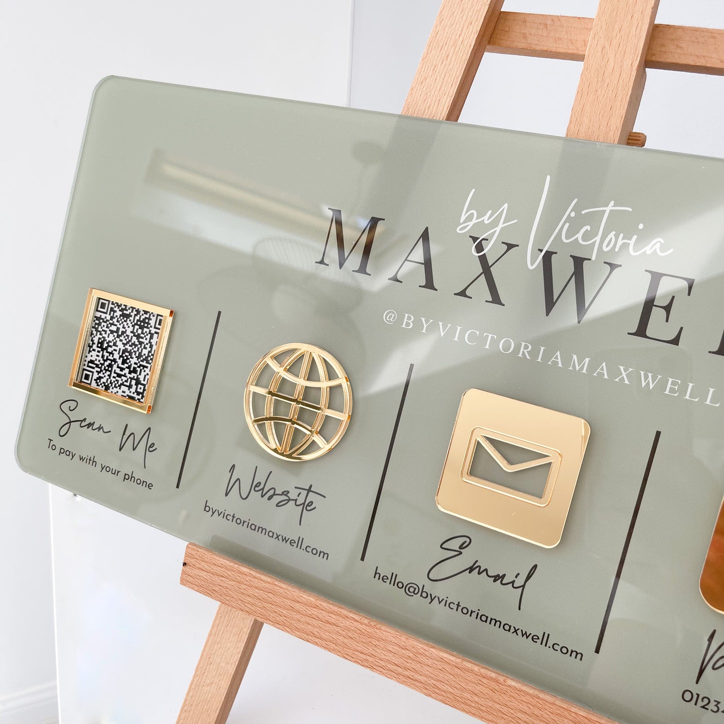 5 Icon + Optional Logo Wall Mounted Social Media Sign - V&C Designs Ltd