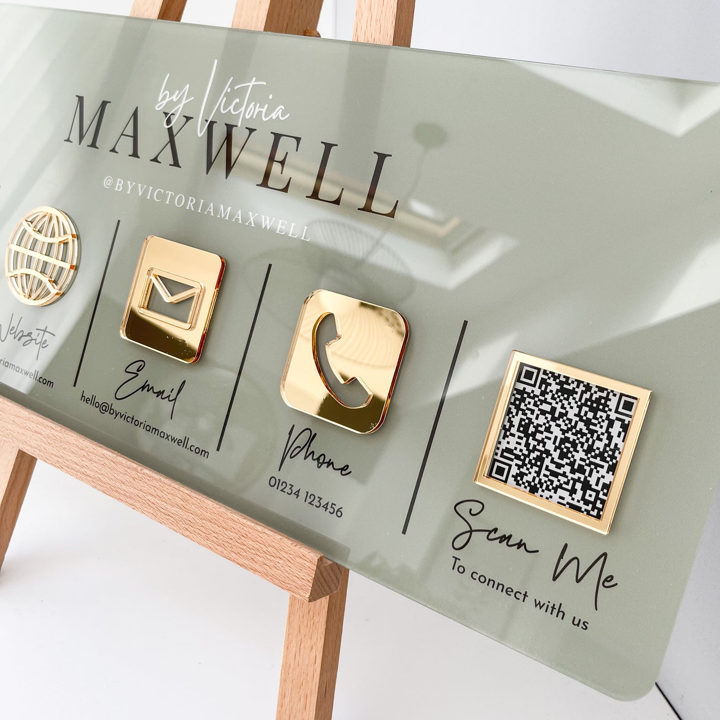 5 Icon + Optional Logo Wall Mounted Social Media Sign - V&C Designs Ltd