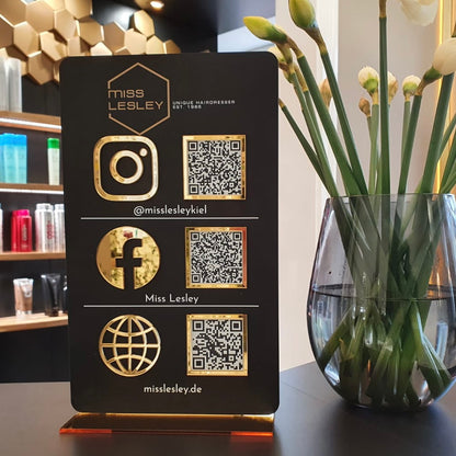 3 Icon QR Code Social Media Sign - V&C Designs Ltd