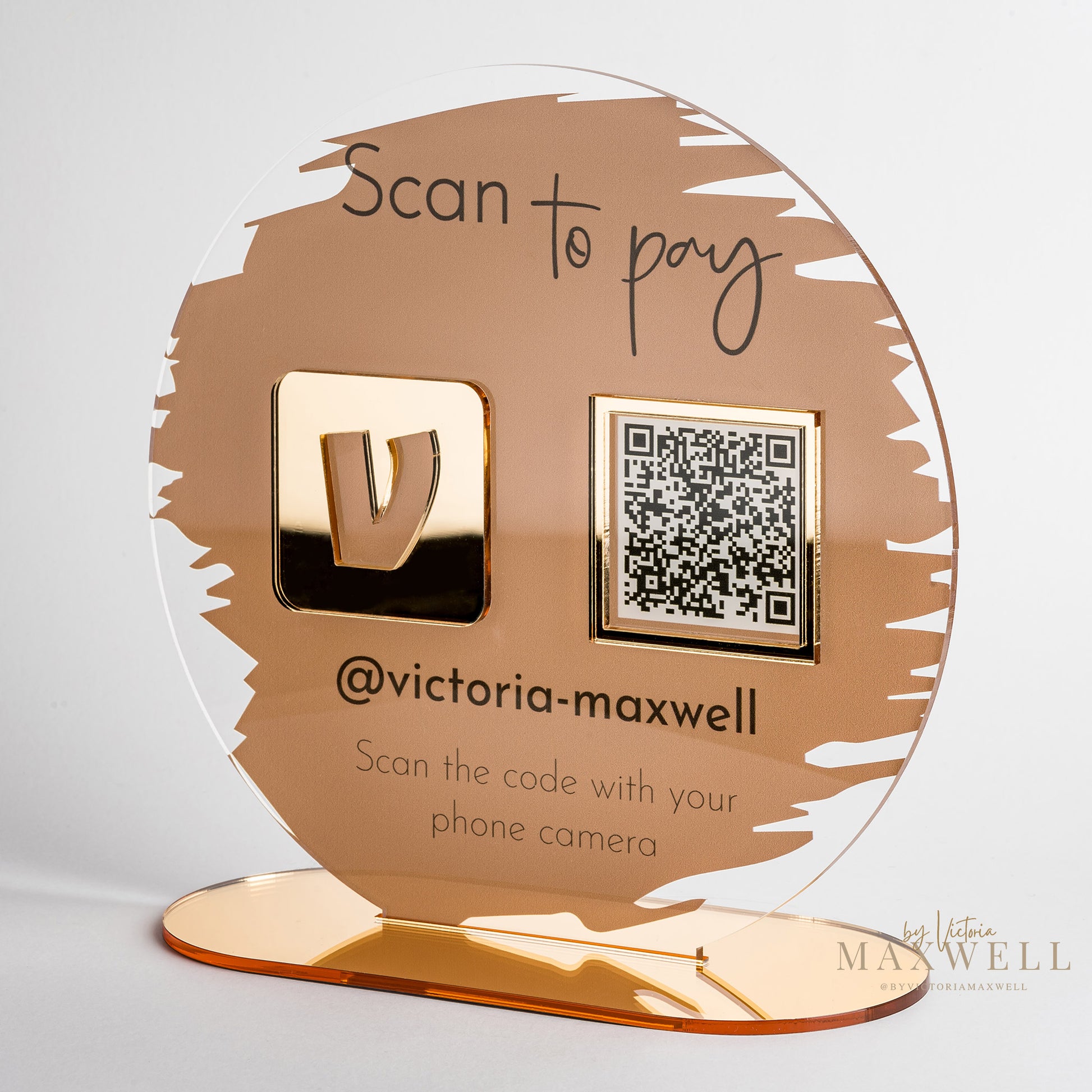 Circle Icon with Single QR Code Business Payment Sign - V&C Designs Ltd