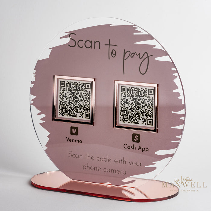 Circle Icon with Double QR Code Business Payment Sign