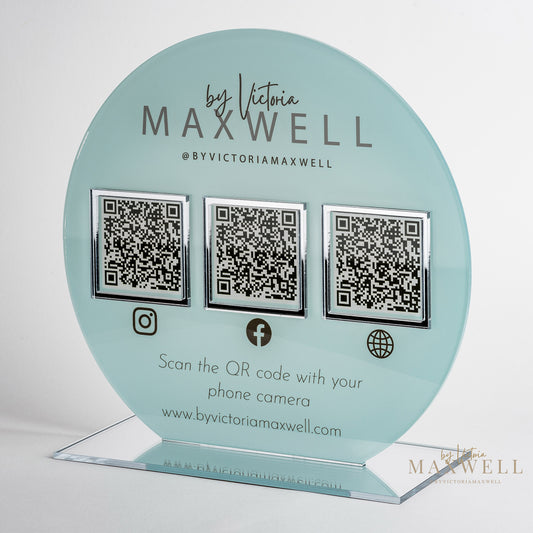 Circle Triple QR Code Social Media Sign - V&C Designs Ltd