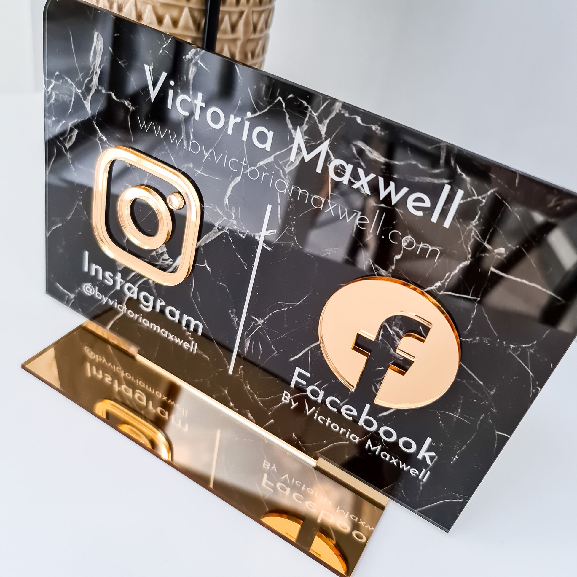 Marble Double Social Media Sign - V&C Designs Ltd