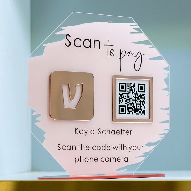 Octagon Icon with Single QR Code Business Payment Sign - V&C Designs Ltd