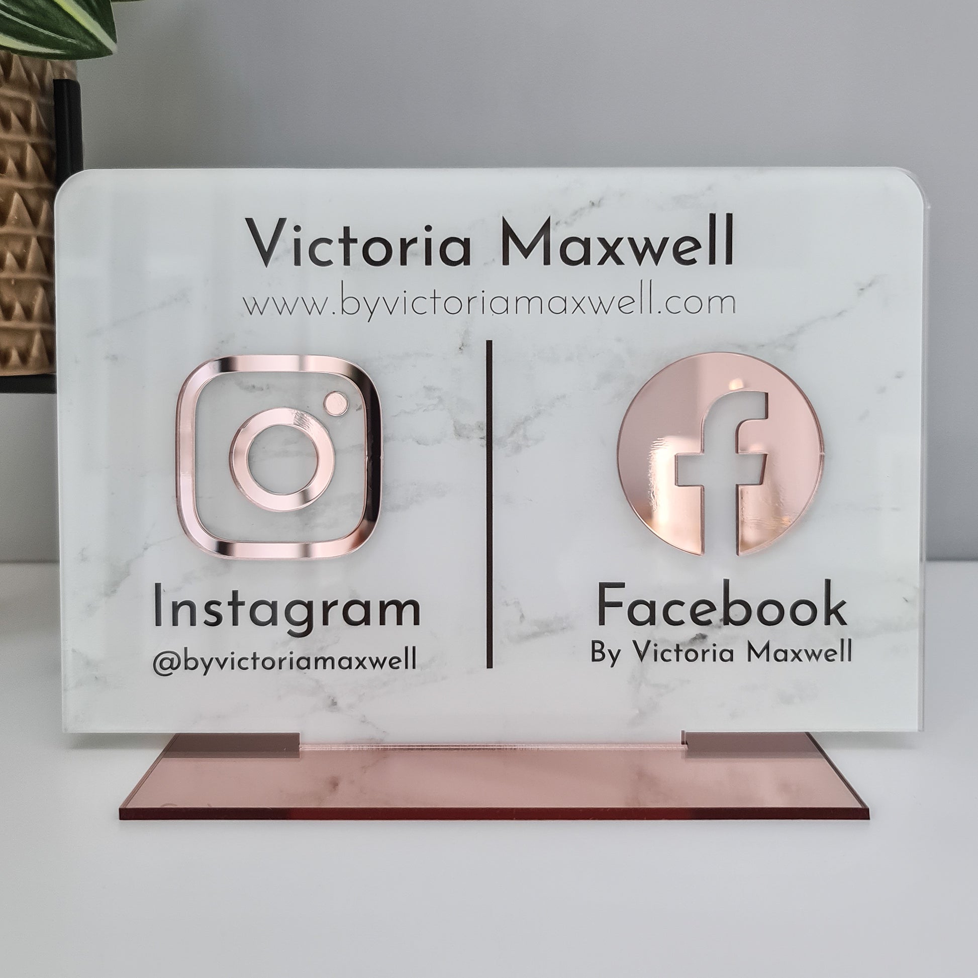 Marble Double Social Media Sign - V&C Designs Ltd
