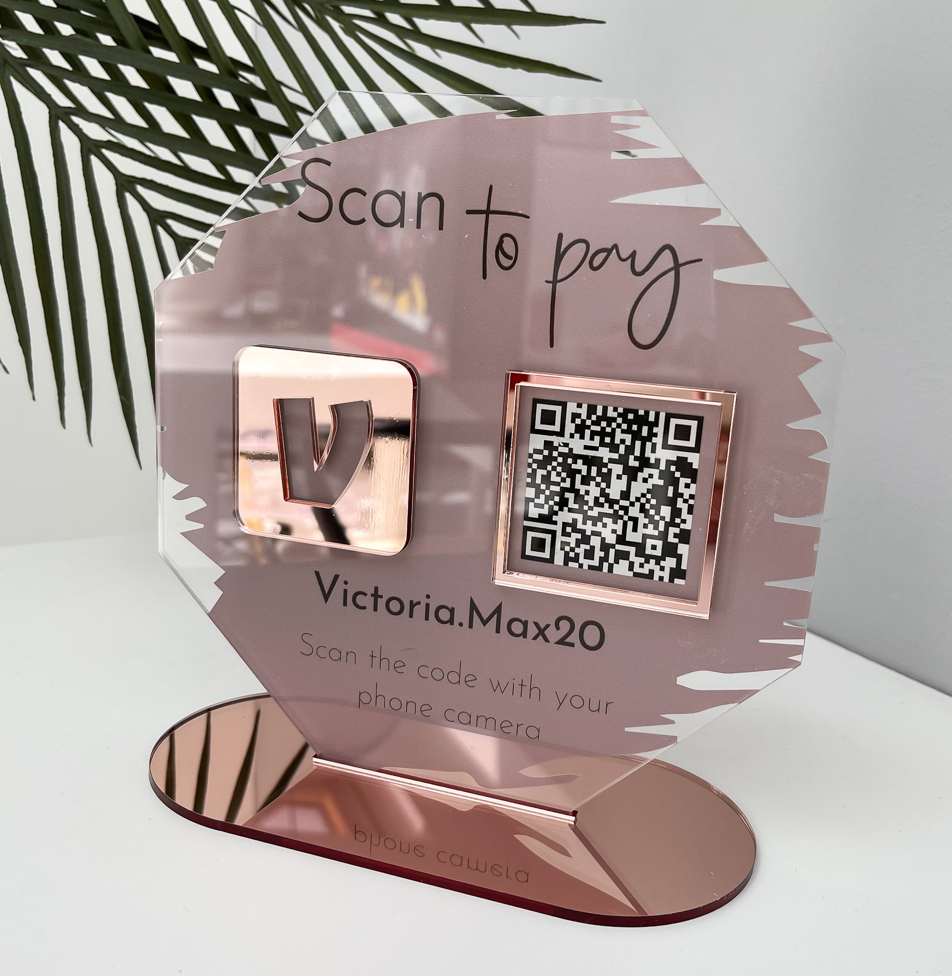 Octagon Icon with Single QR Code Business Payment Sign - V&C Designs Ltd