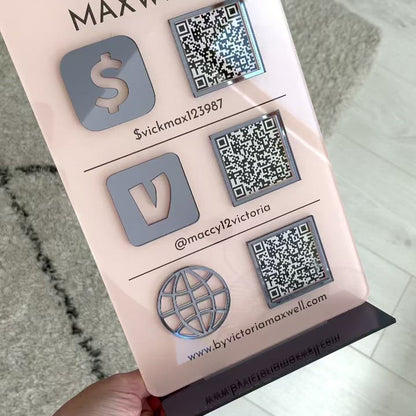 Triple QR Code Business Sign for Enhanced Social Media Engagement