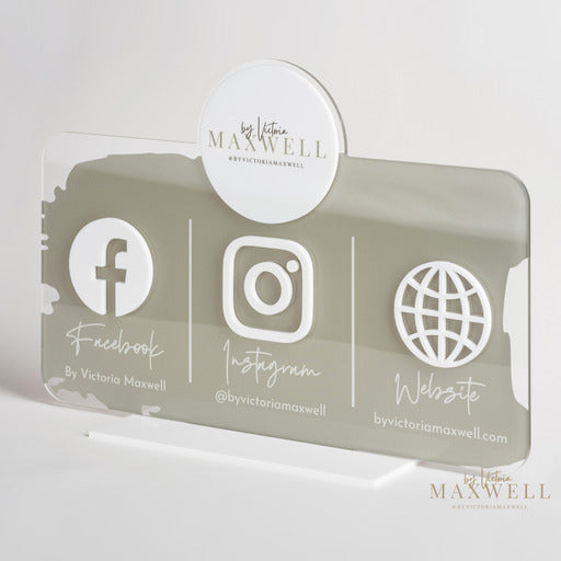 Triple Icon with Logo Long Social Media Sign - V&C Designs Ltd