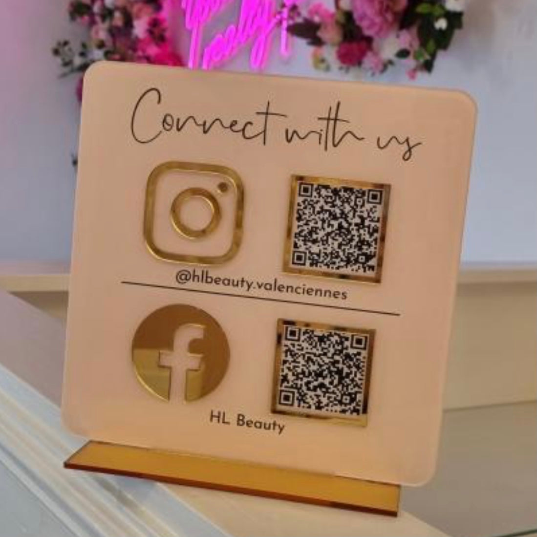 Double QR Code Business Sign for Enhanced Social Media Engagement - V&C Designs Ltd