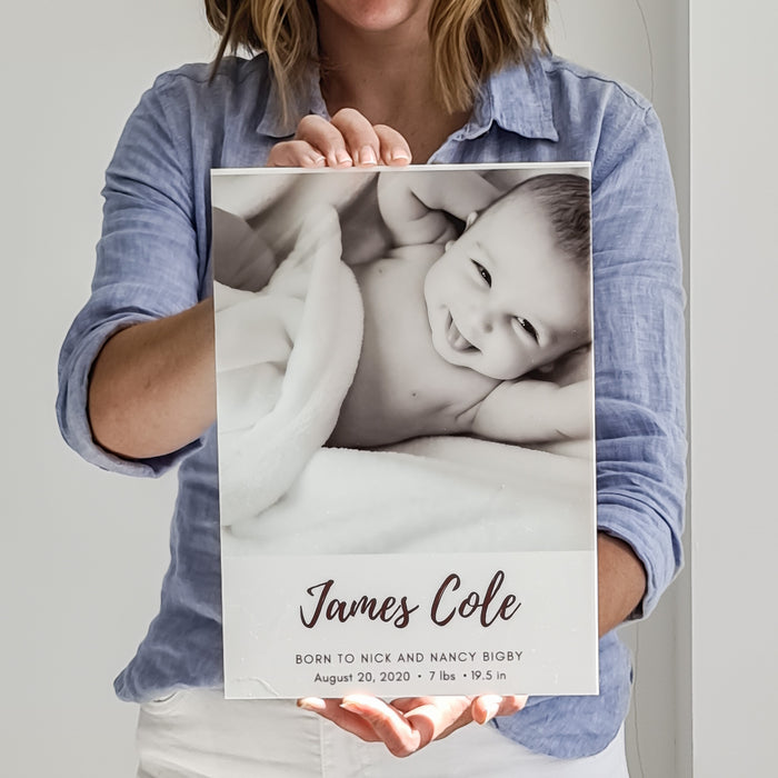 Personalised A4 Baby Announcement Acrylic Print