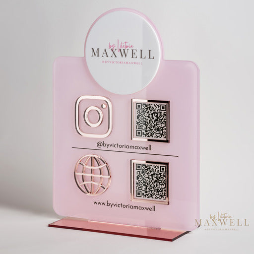 Double Icon with Logo and QR Codes Social Media Sign
